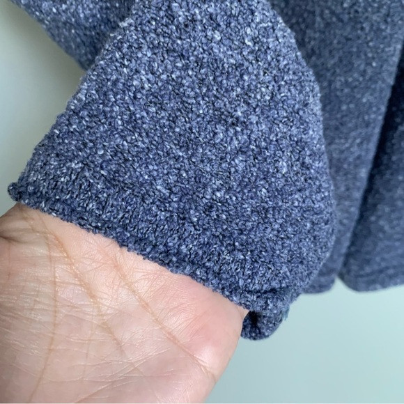 Columbia Blue Terry Cloth Long Sleeve Crew Neck Tight Knit Pullover Sweater - Picture 4 of 5